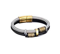 PVUVTNAHW Mitología nórdica Vikingo brújula runas Amuleto Pulsera con Cuerda de Alambre de Acero Hombres Encanto clásico(19cm,Black Silver)