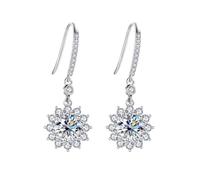 PVUVTNAHW Pendientes colgantes de moissanita color D de 1 quilate con diseño de girasol en plata de ley 925 con gancho de flor for mujer