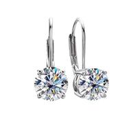 PVUVTNAHW Pendientes colgantes de moissanita de 1 quilate color D con diamantes y lazo en plata de ley 925.