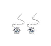 PVUVTNAHW Pendientes Colgantes De Moissanita De 2 Quilates De Plata Esterlina 925 For Mujer, Aretes Largos Con Borlas, Joyería For Bodas Y Fiestas.(1ct total 2ct)