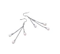 PVUVTNAHW Pendientes colgantes de perlas de agua dulce blancas multicolores, pendientes vintage de perlas de plata 925 for mujer(White)