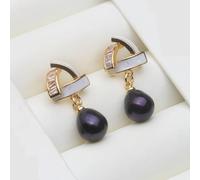 PVUVTNAHW Pendientes colgantes de perlas de agua dulce blancas, rosas, moradas, negras y grises, bonitos pendientes de perlas for mujer.(Nero)