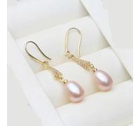 PVUVTNAHW Pendientes colgantes de perlas de agua dulce chapados en oro con perlas naturales for mujer(Purple)