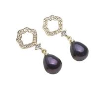 PVUVTNAHW Pendientes colgantes de perlas de agua dulce, tendencia de perla natural, pendientes colgantes for mujer(Nero)