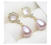 PVUVTNAHW Pendientes colgantes de perlas de agua dulce, tendencia de perla natural, pendientes colgantes for mujer(Purple)