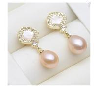 PVUVTNAHW Pendientes colgantes de perlas de agua dulce, tendencia de perla natural, pendientes colgantes for mujer(Pink)