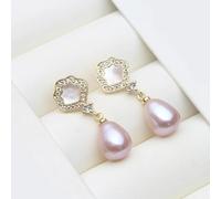 PVUVTNAHW Pendientes colgantes de perlas naturales de agua dulce, modernos pendientes de perlas de plata de ley 925 for mujer.(Purple)