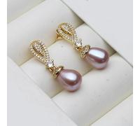 PVUVTNAHW Pendientes colgantes de perlas naturales, joyería bohemia, bonitos pendientes de perlas de agua dulce, pendientes de compromiso(Purple)