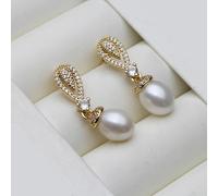 PVUVTNAHW Pendientes colgantes de perlas naturales, joyería bohemia, bonitos pendientes de perlas de agua dulce, pendientes de compromiso(White)