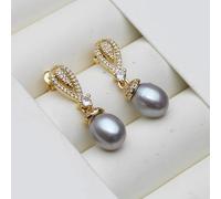 PVUVTNAHW Pendientes colgantes de perlas naturales, joyería bohemia, bonitos pendientes de perlas de agua dulce, pendientes de compromiso(Gray)