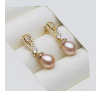 PVUVTNAHW Pendientes colgantes de perlas naturales, joyería bohemia, bonitos pendientes de perlas de agua dulce, pendientes de compromiso(Pink)