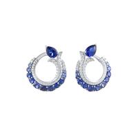 PVUVTNAHW Pendientes colgantes de plata de ley 925 con circonita blanca brillante y espinela azul for mujer