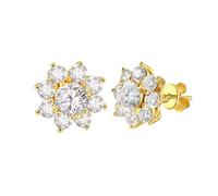 PVUVTNAHW Pendientes de moissanita de 2,8 quilates color D for mujer, plata de ley 925, brillantes, joyería de boda.(Gold)