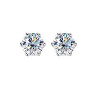 PVUVTNAHW Pendientes de plata de ley 925 con diamantes de moissanita de color D de 0,2-2 quilates for mujer, brillantes for fiestas.(2CT Total 4CT)