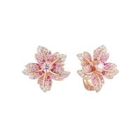 PVUVTNAHW Pendientes de plata de ley 925 con flor de lirio y piedra azul rosa brillante con cierre de cierre for mujer(Pink Sapphire)
