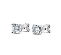 PVUVTNAHW Pendientes de plata de ley 925 con moissanita de 2 quilates for mujer, con diamantes de talla Asscher, joyería brillante.