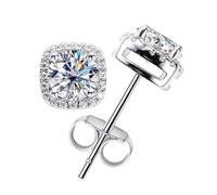 PVUVTNAHW Pendientes de plata de ley 925 con moissanita de color D de 5 mm y 1 ct for mujer, joyería fina