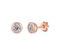 PVUVTNAHW Pendientes de plata de ley S925 con diamantes de moissanita redondos de 0,3/0,5 quilates for bodas.(0.5 Carat Rose Gold)
