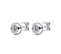 PVUVTNAHW Pendientes de plata de ley S925 con diamantes de moissanita redondos de 0,3/0,5 quilates for bodas.(0.3 Carat Silver)