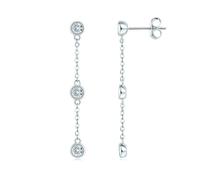 PVUVTNAHW Pendientes largos con borlas de moissanita de 0,6 quilates y diamantes en plata de ley 925. Joyería for bodas y fiestas.