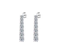 PVUVTNAHW Pendientes largos con borlas y brillantes de moissanita de 2,82 quilates en plata de ley 925 for mujer.(Moissanite)
