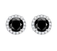 PVUVTNAHW Pendientes redondos de moissanita negra de 0,8 ct, brillantes, for mujer, regalo de compromiso, joyería de plata 925