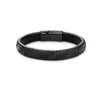 PVUVTNAHW Pulsera de Cuero Multicolor Tejida a Mano Minimalista Negra, Hebilla magnética de Acero Inoxidable, joyería for Hombre(21cm,Nero)