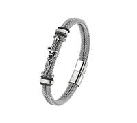 PVUVTNAHW Pulseras de Espada de Runa vikinga for Hombre, Pulsera Creativa Impermeable de Cuerda de Alambre de Acero Inoxidable, Amuleto de Guerrero nórdico, joyería(19cm,Gray)