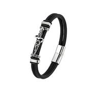 PVUVTNAHW Pulseras de Espada de Runa vikinga for Hombre, Pulsera Creativa Impermeable de Cuerda de Alambre de Acero Inoxidable, Amuleto de Guerrero nórdico, joyería(19cm,Nero)