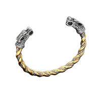 PVUVTNAHW Pulseras de puño Vintage for Hombre, Brazalete de dragón Chapado en Oro nórdico Vikingo nórdico de Acero Inoxidable, Pulseras de Vikingos, Brazaletes de joyería(CB061)