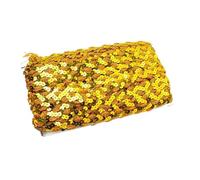 PVUVTNAHW Rollo de 25 m de encaje de lentejuelas de 15 mm for ribetes de tela de encaje con cuentas, cintas decorativas for coser y adornar prendas.(YellowGold)