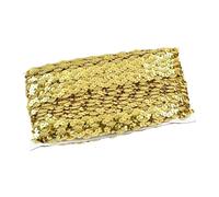PVUVTNAHW Rollo de 25 m de encaje de lentejuelas de 15 mm for ribetes de tela de encaje con cuentas, cintas decorativas for coser y adornar prendas.(Gold)