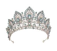 PVUVTNAHW Tiara Amarilla, Diadema de Reina, Coronas de Novia for Mujer, Tiaras, Vestido de Boda, Corona, joyería for el Cabello, Tocado de cumpleaños de Princesa(Gold Opal Green)