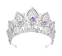 PVUVTNAHW Tiara Amarilla, Diadema de Reina, Coronas de Novia for Mujer, Tiaras, Vestido de Boda, Corona, joyería for el Cabello, Tocado de cumpleaños de Princesa(Silver AB)