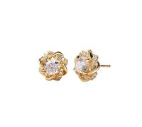 PVUVTNAHW Trendy Star Pendientes de moissanita de 2 quilates y 6,5 mm, joyería de plata 925 pura for mujer(Yellow Gold)