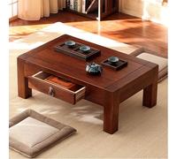 PVYGDXYI Mesa de suelo japonesa con cajón, mesa de café tatami, escritorio de té japonés tatami, ventana de bahía, balcón de madera maciza, escritorio pequeño y bajo, simple, madera de olmo antiguo