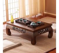 PVYGDXYI Mesa de té japonesa Tatami, mesa de piso con ventana de madera con tallado tradicional, escritorio bajo de madera maciza para sala de estar y balcón creativo, sin montaje, bordes lisos