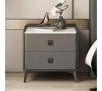 PVYGDXYI Mesita de noche minimalista de madera maciza blanca con encimera de pizarra, mini sofá de dormitorio de madera/mesa auxiliar de madera con doble S