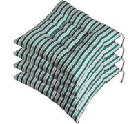 PVYGDXYI Paquete de 4 Cojines para Exterior con Correas de sujeción, 40 x 40 cm, Antideslizantes y duraderos, con diseño de Rayas Suaves para sillas de Comedor, Cocina, Patio y jardín (Rayas Verdes).