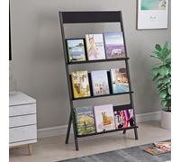 PVYGDXYI Revistero de pie con 3 bolsillos, expositor de folletos y almacenamiento de periódicos, revistas y libros, instalación conveniente adecuado para zonas de recepción (negro, 104 cm)
