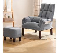 PVYGDXYI Sillón moderno, silla decorativa de mediados de siglo con patas de madera, respaldo alto tapizado de tela otomana para sala de estar, dormitorio, oficina, espacio pequeño