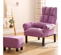 PVYGDXYI Sillón moderno, silla decorativa de mediados de siglo con patas de madera, respaldo alto tapizado de tela otomana para sala de estar, dormitorio, oficina, espacio pequeño