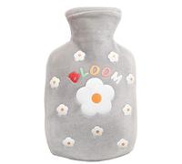 PW Caucho Botella de agua caliente con Cubierta de felpa Alivio del dolor y uso diario Bolsa caliente 350 ml / 12 onzas, Flores