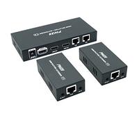 PW-HTS0102IR (POC) 1X2 Splitter HDMI Extensor de Divisor Puerto sobre Cat5e/Cat6 Cable Ethernet con Control Remoto IR Sin demora hasta 60m/196ft y Resolución hasta 1080P@60 Hz (1 In 2 out)
