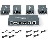 PW-HTS0104IR (POC) 1X4 Splitter HDMI Extensor de Divisor Puerto sobre Cat5e/Cat6 Cable Ethernet con Control IR Sin demora hasta 60m/196ft y Resolución hasta 1080P@60 Hz (1 In 4 out)