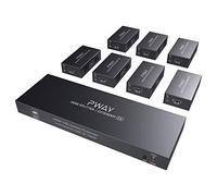PW-HTS0107 (POC) 1X7 Splitter HDMI Extensor de Divisor Puerto sobre Cat5e/Cat6 Cable Ethernet con Control Sin demora hasta 50m/165ft y Resolución hasta 1080P@60 Hz (1 In 7 out)