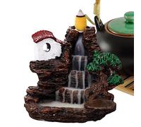 PW TOOLS Quemador de Incienso de reflujo - Soportes de Incienso de reflujo de Torre de montaña | Adorno de Escritorio de aromaterapia de Resina con Fuente de Cascada, Regalos relajantes para aliviar