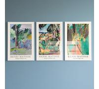 PWAAHDC Henri Matisse Prints - Juego de 3 pósteres abstractos sin marco, 40 x 60 cm, arte de pared vintage, arte de paisaje para paredes del hogar, decoración moderna de estilo de exposición