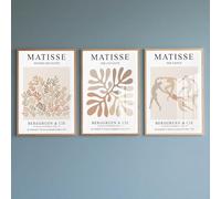 PWAAHDC Impresiones en lienzo de arte abstracto de Matisse - Juego de 3 pósteres bohemios sin marco para sala de estar y dormitorio, decoración vintage neutral (40 x 60 cm)