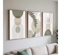PWAAHDC Juego de pósteres modernos para sala de estar, 60 x 90 cm, formato vertical, bohemio, abstracto, plantas verdes, lienzo, juego de 3 unidades - murales para dormitorio sin marco